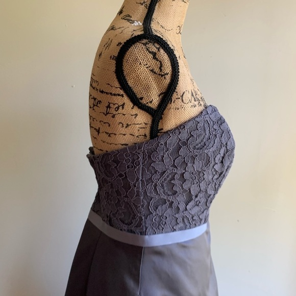 David’s Bridal grey strapless maxi grown dress 10 - Picture 5 of 9